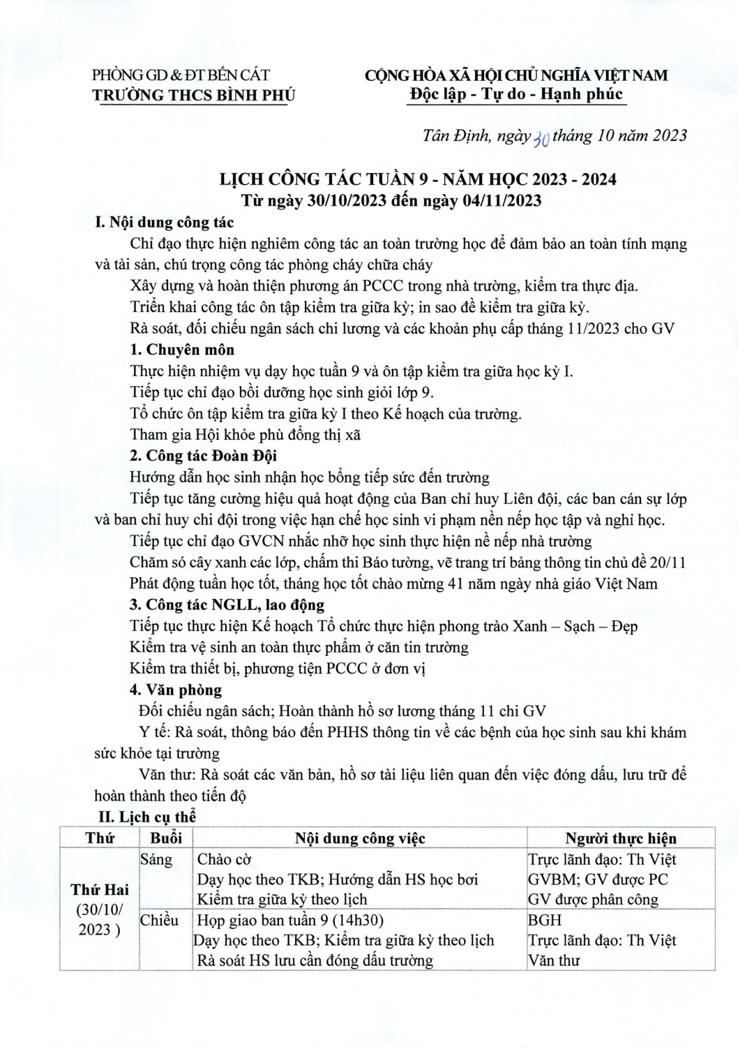 1 Lịch công tác tuần 9 NH 23 24 Từ 30 10 đến 04 11 2023 0001