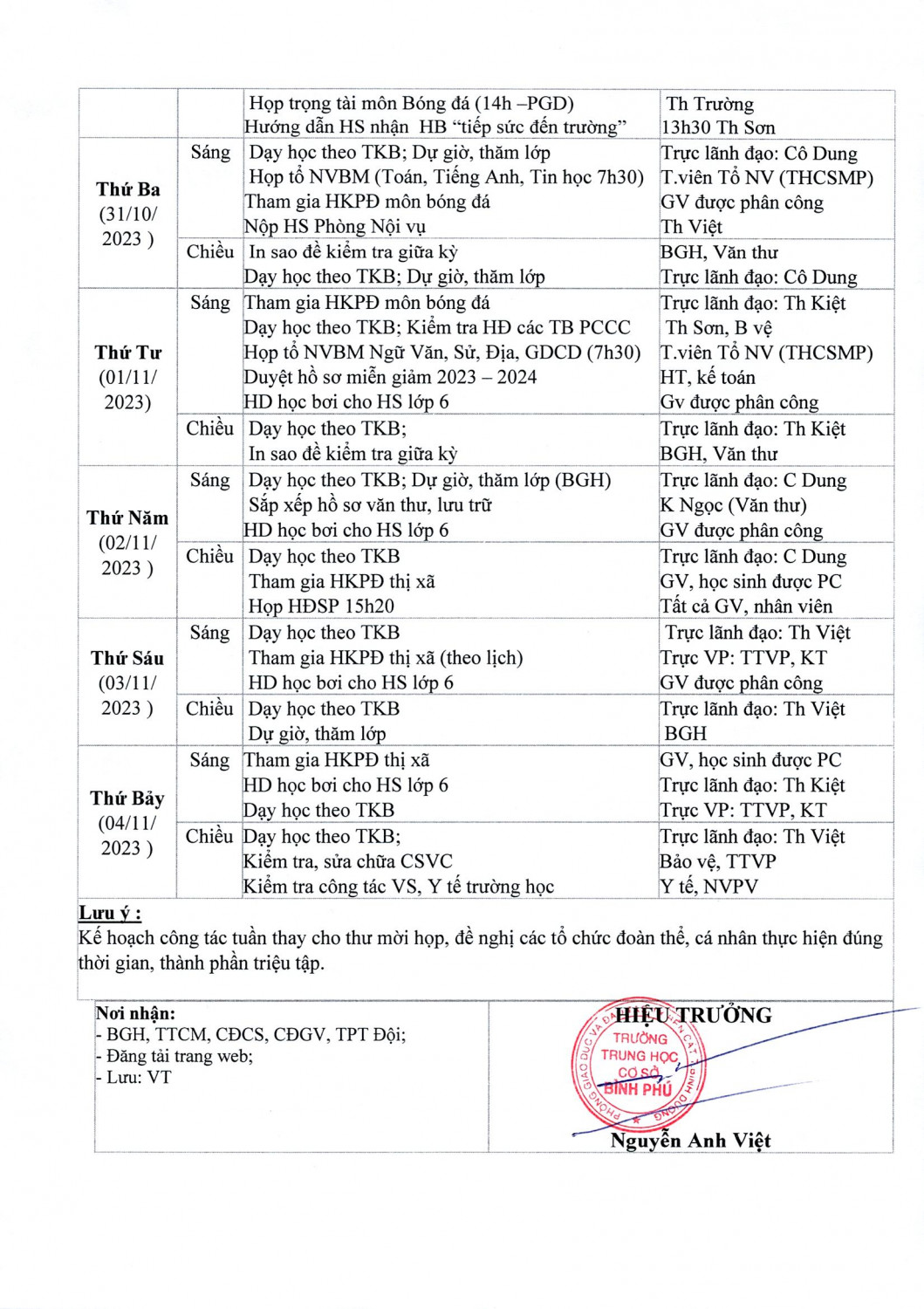 2 Lịch công tác tuần 9 NH 23 24 Từ 30 10 đến 04 11 2023 0002