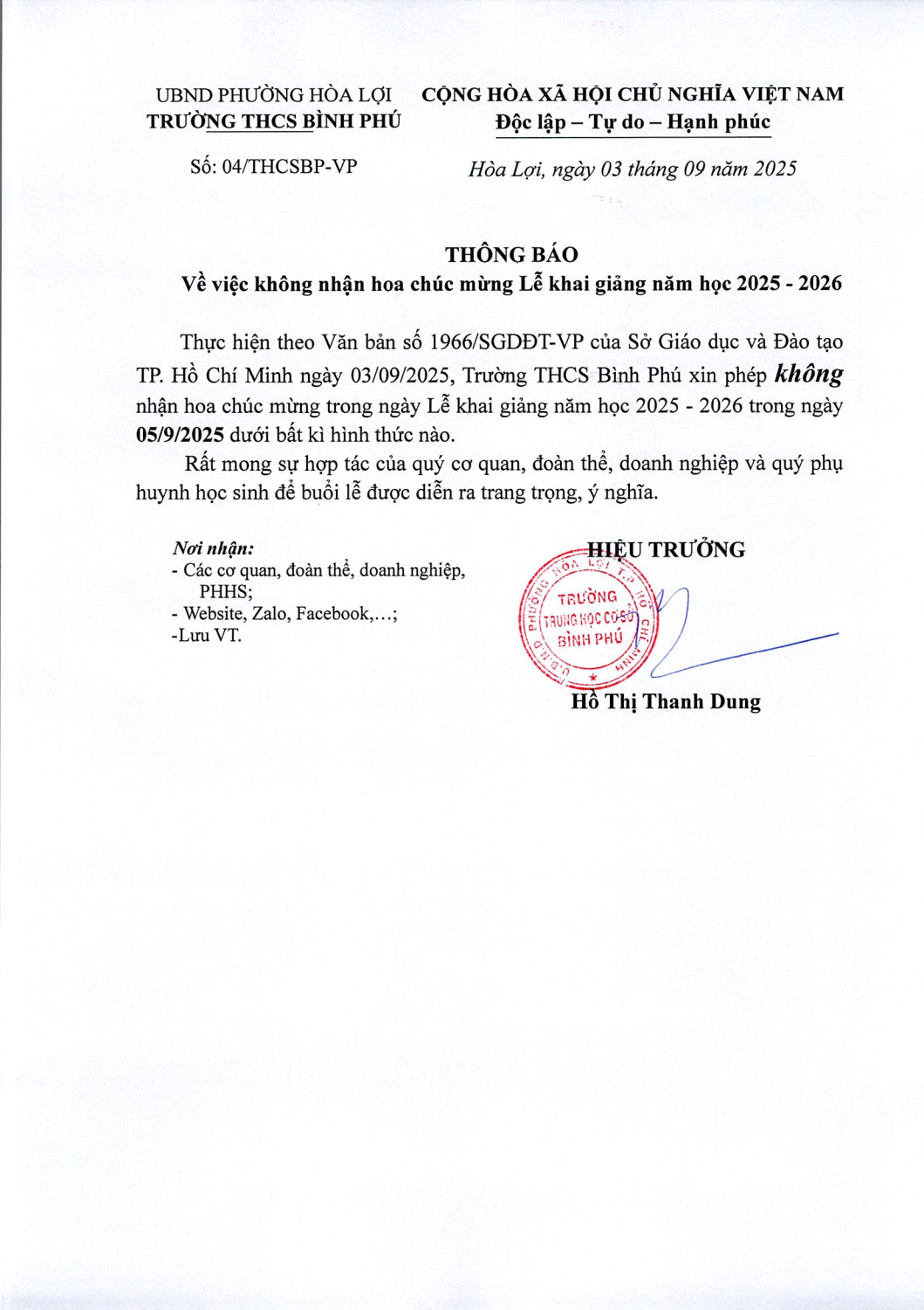 TB khong nhan hoa 0001